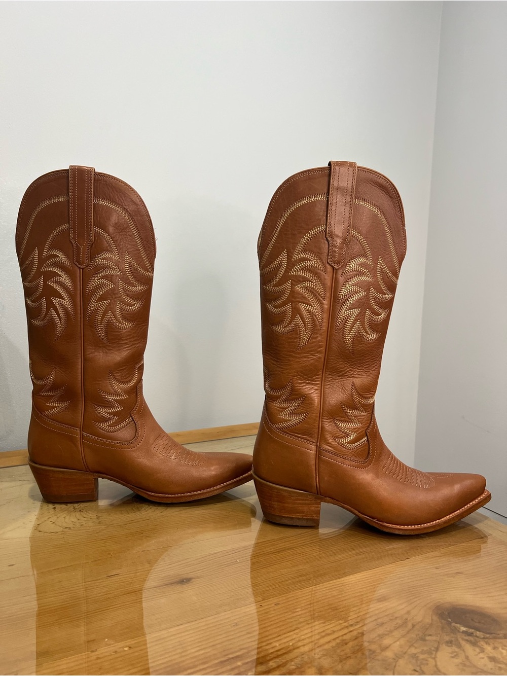 Tecovas Annie Caramel  Brown Leather Western Heeled Boots size 8.5 - Picture 4 of 6